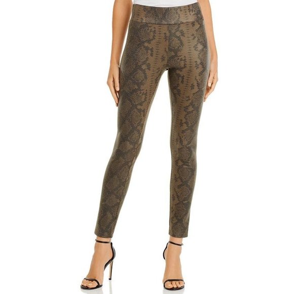 Bagatelle NYC Snake Print Faux Suede Leggings Olive Python XS $98 NWOT - Picture 1 of 12